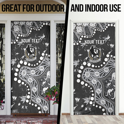 Personalized Collingwood Magpies Door Cover Aboriginal Pattern with Graffiti Style