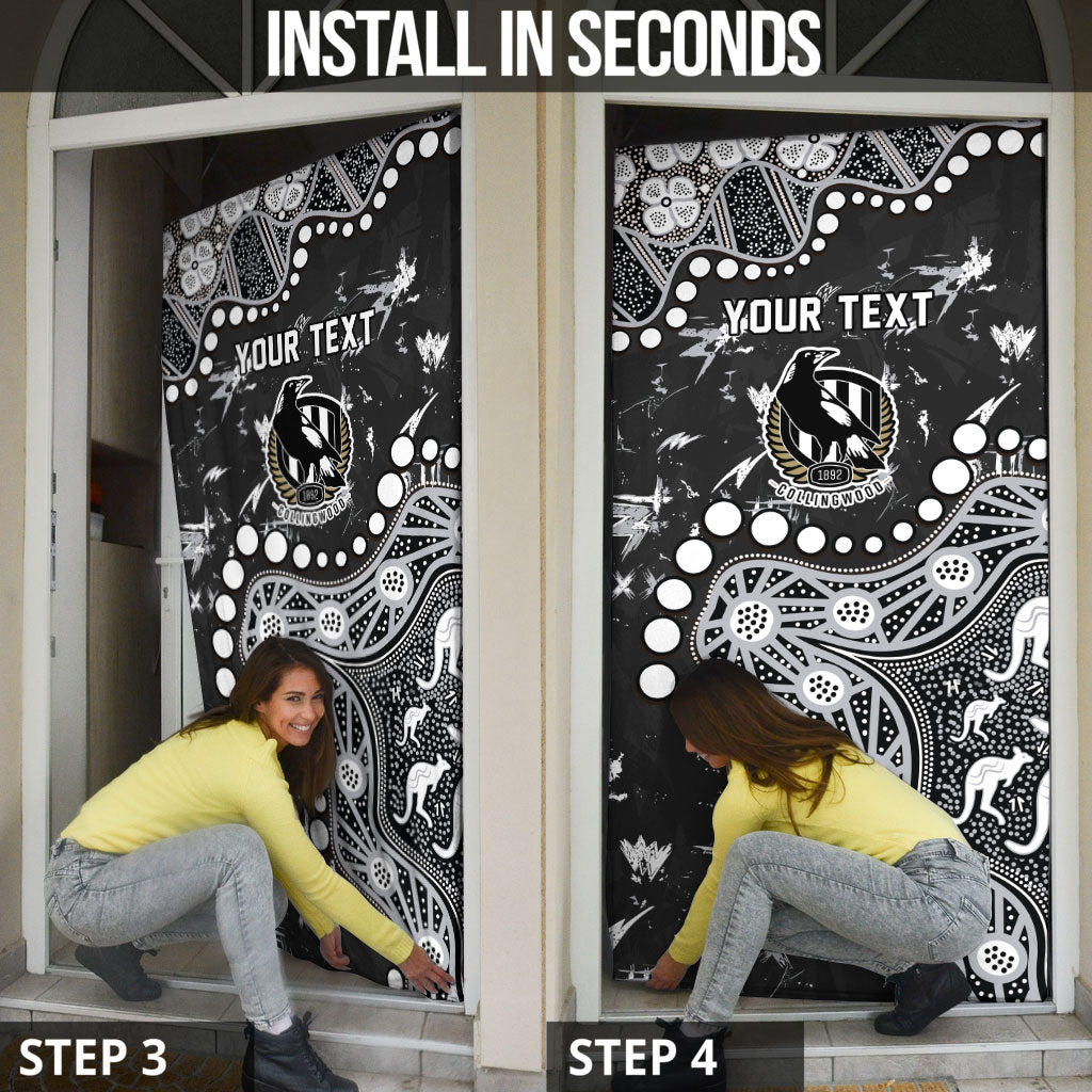 Personalized Collingwood Magpies Door Cover Aboriginal Pattern with Graffiti Style