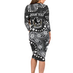 Personalized Collingwood Magpies Family Matching Long Sleeve Bodycon Dress and Hawaiian Shirt Aboriginal Pattern with Graffiti Style