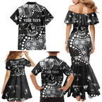 Personalized Collingwood Magpies Family Matching Mermaid Dress and Hawaiian Shirt Aboriginal Pattern with Graffiti Style