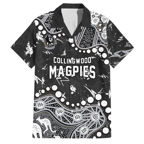 Personalized Collingwood Magpies Family Matching Mermaid Dress and Hawaiian Shirt Aboriginal Pattern with Graffiti Style