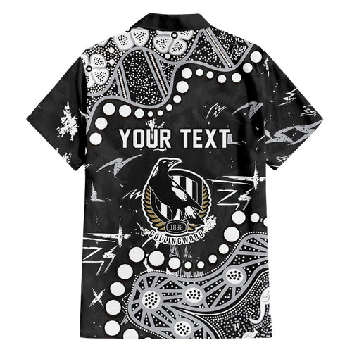 Personalized Collingwood Magpies Family Matching Mermaid Dress and Hawaiian Shirt Aboriginal Pattern with Graffiti Style