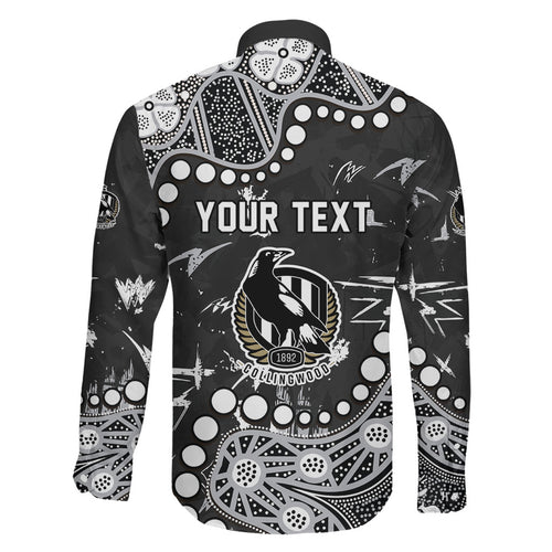Personalized Collingwood Magpies Family Matching Mermaid Dress and Hawaiian Shirt Aboriginal Pattern with Graffiti Style