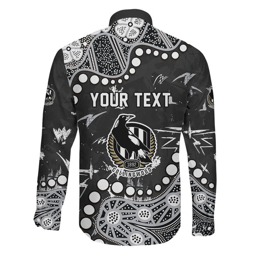 Personalized Collingwood Magpies Family Matching Off Shoulder Maxi Dress and Hawaiian Shirt Aboriginal Pattern with Graffiti Style