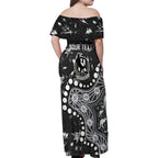 Personalized Collingwood Magpies Family Matching Off Shoulder Maxi Dress and Hawaiian Shirt Aboriginal Pattern with Graffiti Style