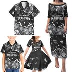 Personalized Collingwood Magpies Family Matching Puletasi and Hawaiian Shirt Aboriginal Pattern with Graffiti Style