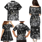 Personalized Collingwood Magpies Family Matching Puletasi and Hawaiian Shirt Aboriginal Pattern with Graffiti Style