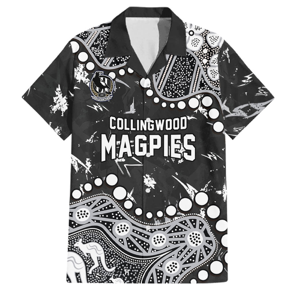 Personalized Collingwood Magpies Family Matching Puletasi and Hawaiian Shirt Aboriginal Pattern with Graffiti Style