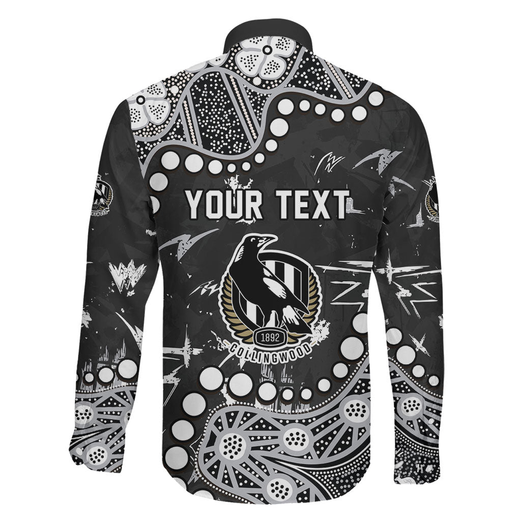 Personalized Collingwood Magpies Family Matching Short Sleeve Bodycon Dress and Hawaiian Shirt Aboriginal Pattern with Graffiti Style