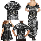 Personalized Collingwood Magpies Family Matching Summer Maxi Dress and Hawaiian Shirt Aboriginal Pattern with Graffiti Style