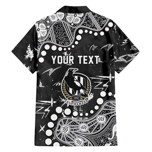 Personalized Collingwood Magpies Family Matching Summer Maxi Dress and Hawaiian Shirt Aboriginal Pattern with Graffiti Style