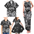 Personalized Collingwood Magpies Family Matching Tank Maxi Dress and Hawaiian Shirt Aboriginal Pattern with Graffiti Style