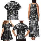 Personalized Collingwood Magpies Family Matching Tank Maxi Dress and Hawaiian Shirt Aboriginal Pattern with Graffiti Style
