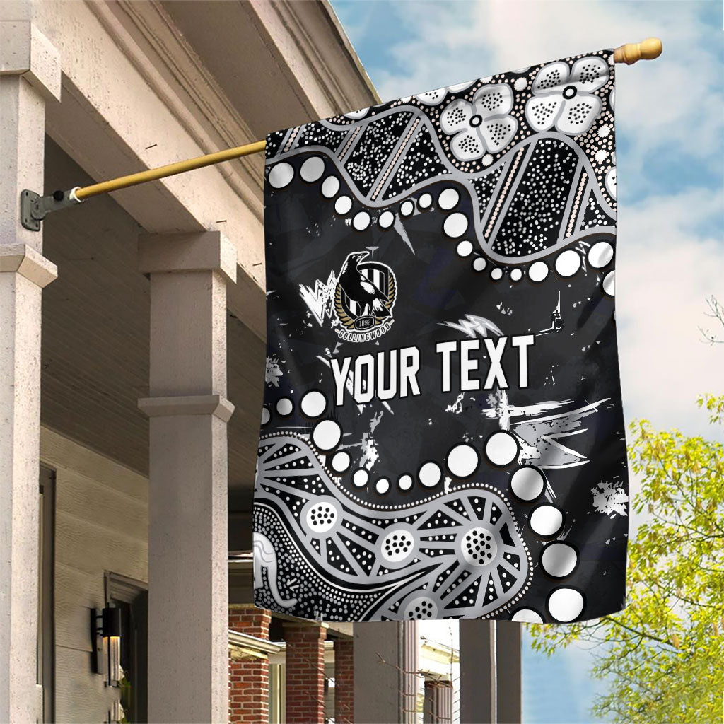 Personalized Collingwood Magpies Garden Flag Aboriginal Pattern with Graffiti Style