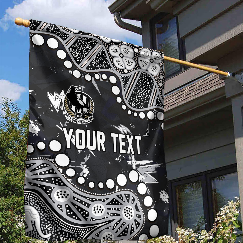 Personalized Collingwood Magpies Garden Flag Aboriginal Pattern with Graffiti Style