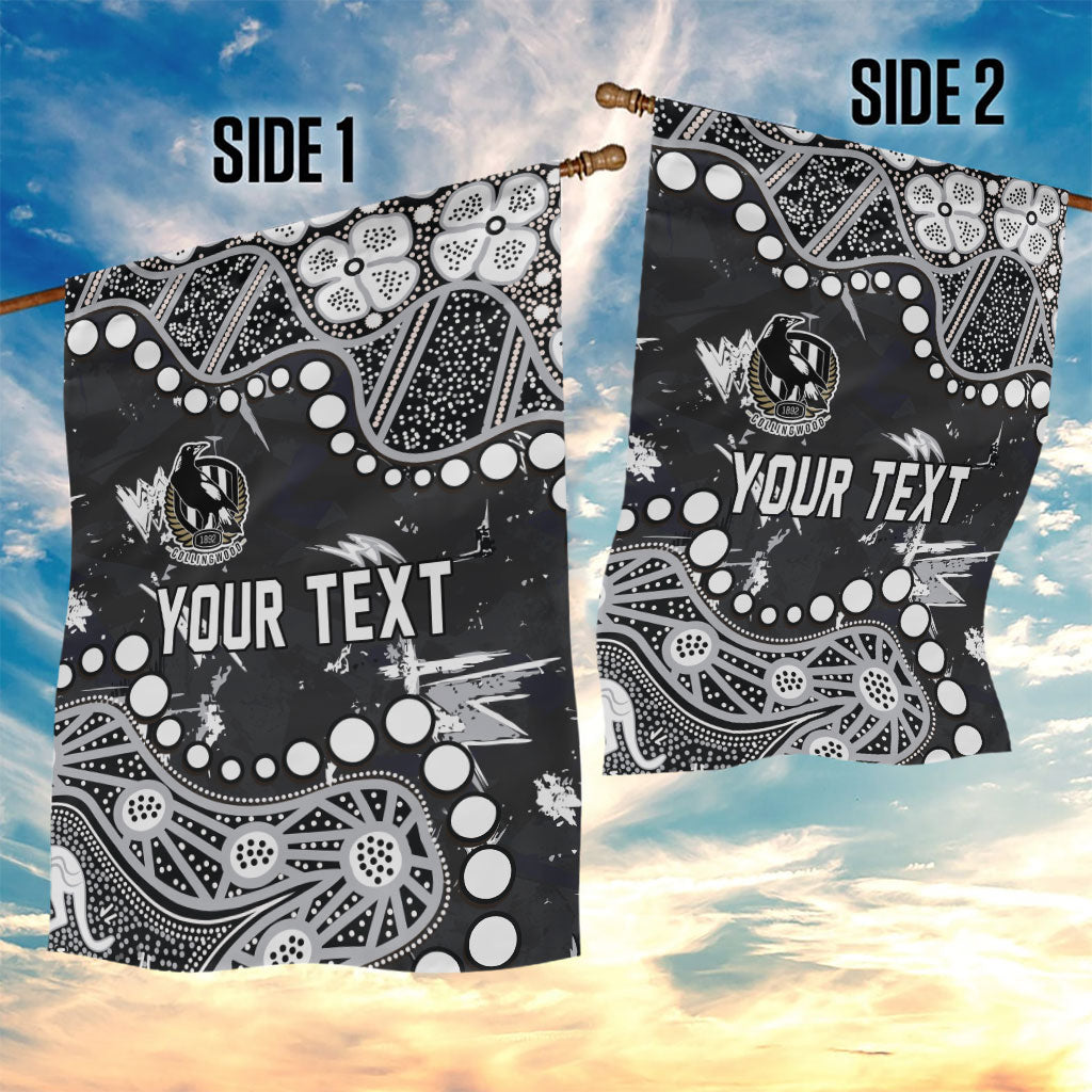 Personalized Collingwood Magpies Garden Flag Aboriginal Pattern with Graffiti Style