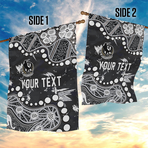 Personalized Collingwood Magpies Garden Flag Aboriginal Pattern with Graffiti Style