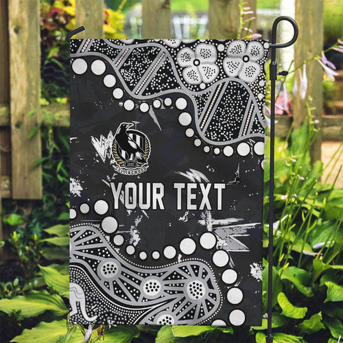 Personalized Collingwood Magpies Garden Flag Aboriginal Pattern with Graffiti Style