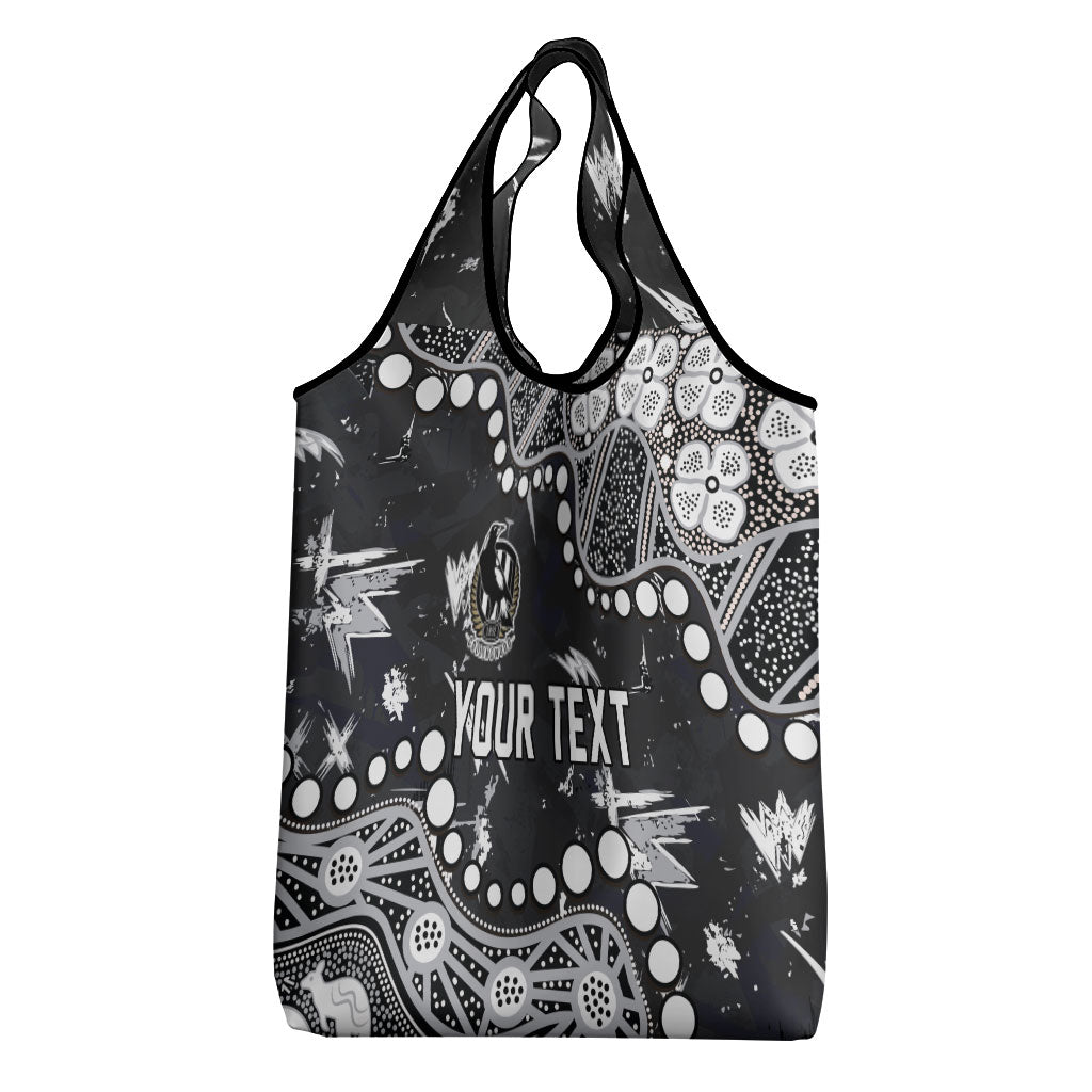 Personalized Collingwood Magpies Grocery Bag Aboriginal Pattern with Graffiti Style