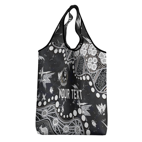 Personalized Collingwood Magpies Grocery Bag Aboriginal Pattern with Graffiti Style
