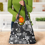 Personalized Collingwood Magpies Grocery Bag Aboriginal Pattern with Graffiti Style