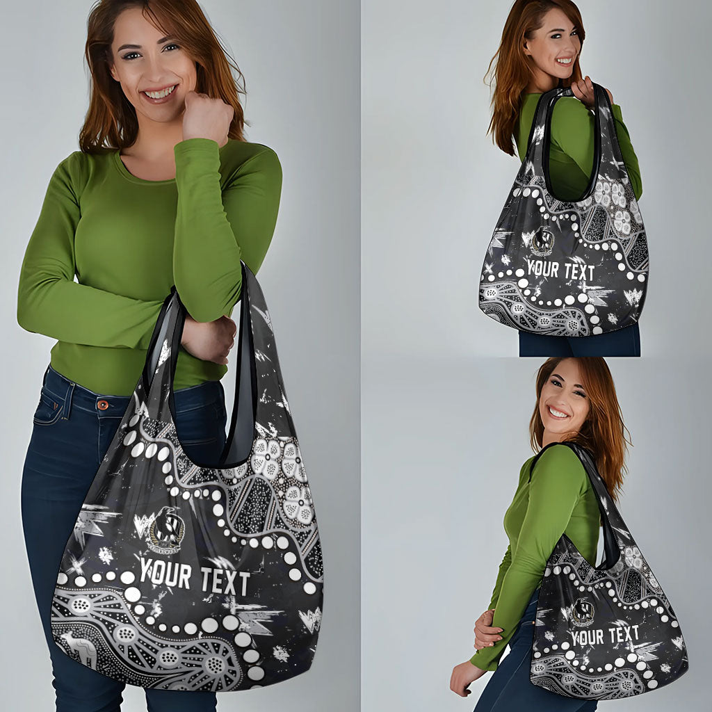 Personalized Collingwood Magpies Grocery Bag Aboriginal Pattern with Graffiti Style