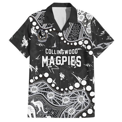 Personalized Collingwood Magpies Hawaiian Shirt Aboriginal Pattern with Graffiti Style