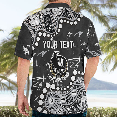 Personalized Collingwood Magpies Hawaiian Shirt Aboriginal Pattern with Graffiti Style