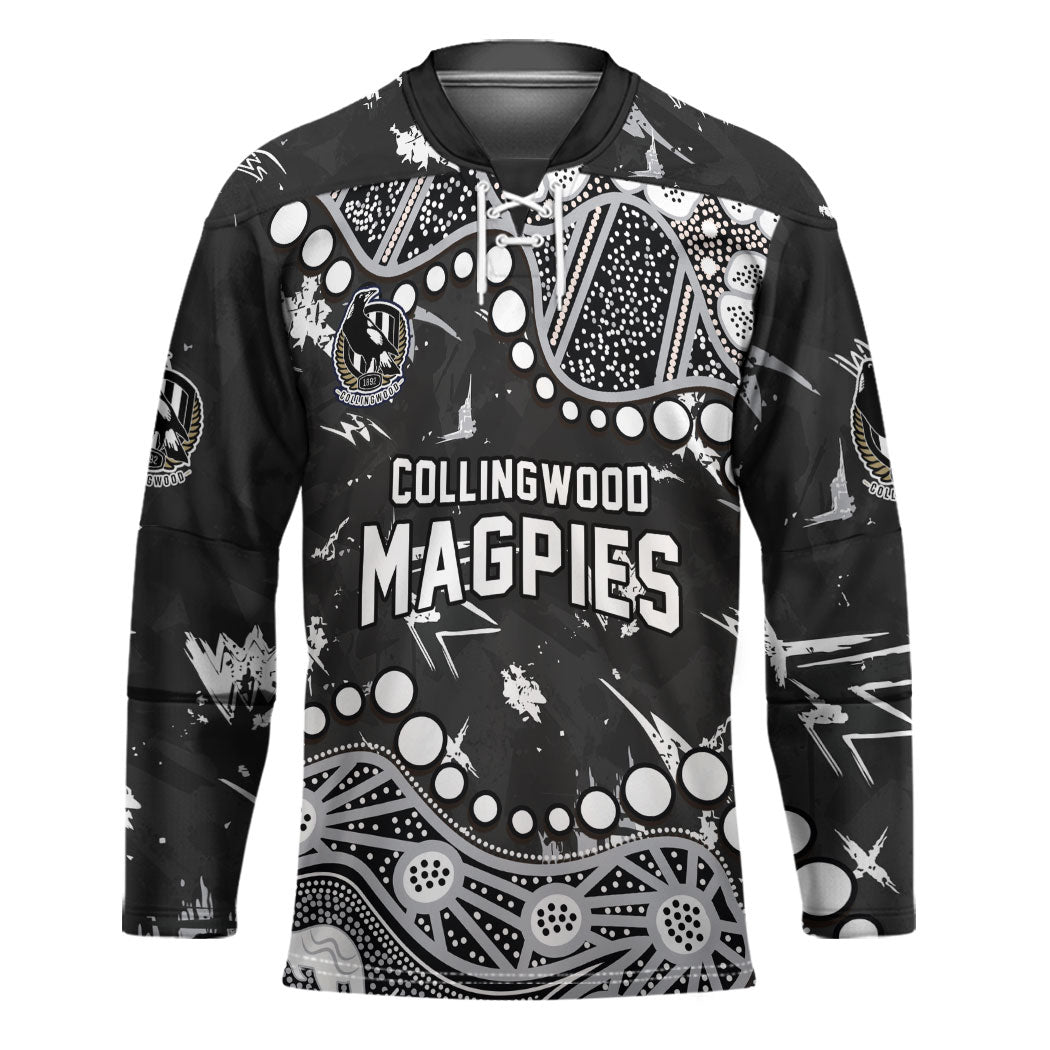 Personalized Collingwood Magpies Hockey Jersey Aboriginal Pattern with Graffiti Style