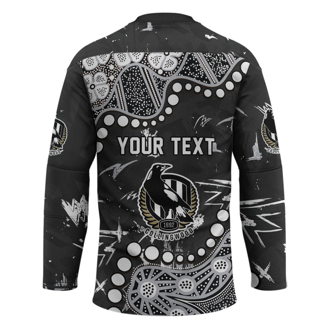 Personalized Collingwood Magpies Hockey Jersey Aboriginal Pattern with Graffiti Style