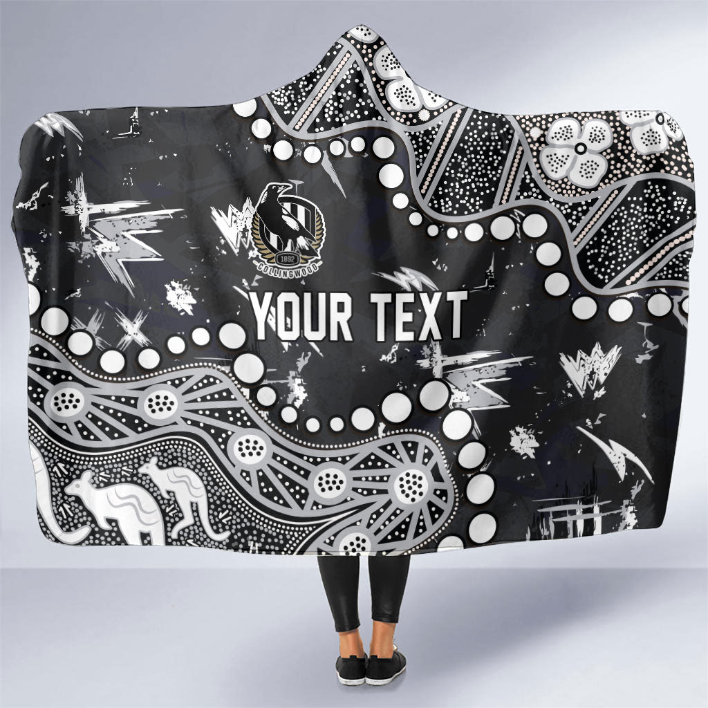 Personalized Collingwood Magpies Hooded Blanket Aboriginal Pattern with Graffiti Style