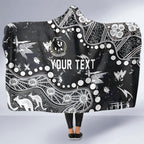 Personalized Collingwood Magpies Hooded Blanket Aboriginal Pattern with Graffiti Style