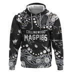 Personalized Collingwood Magpies Hoodie Aboriginal Pattern with Graffiti Style