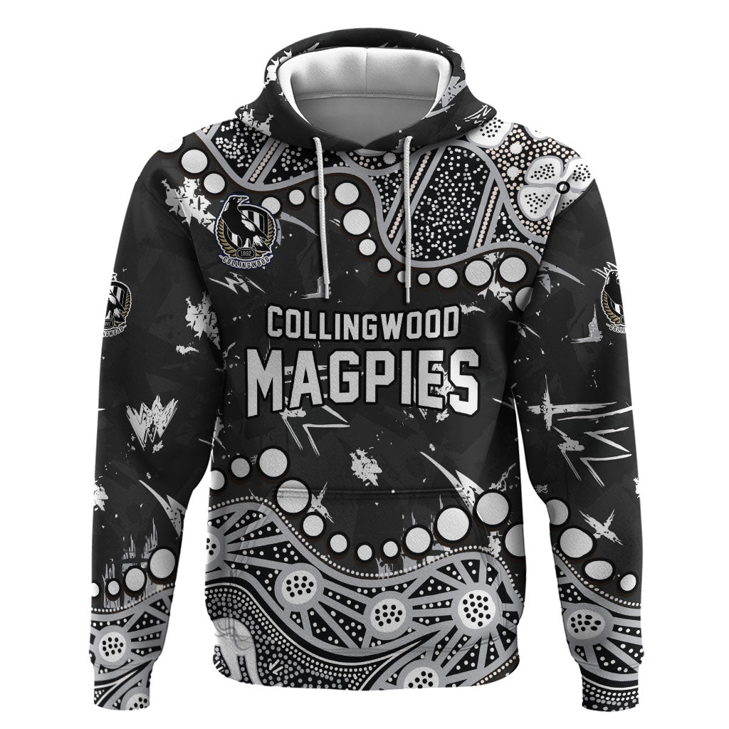 Personalized Collingwood Magpies Hoodie Aboriginal Pattern with Graffiti Style