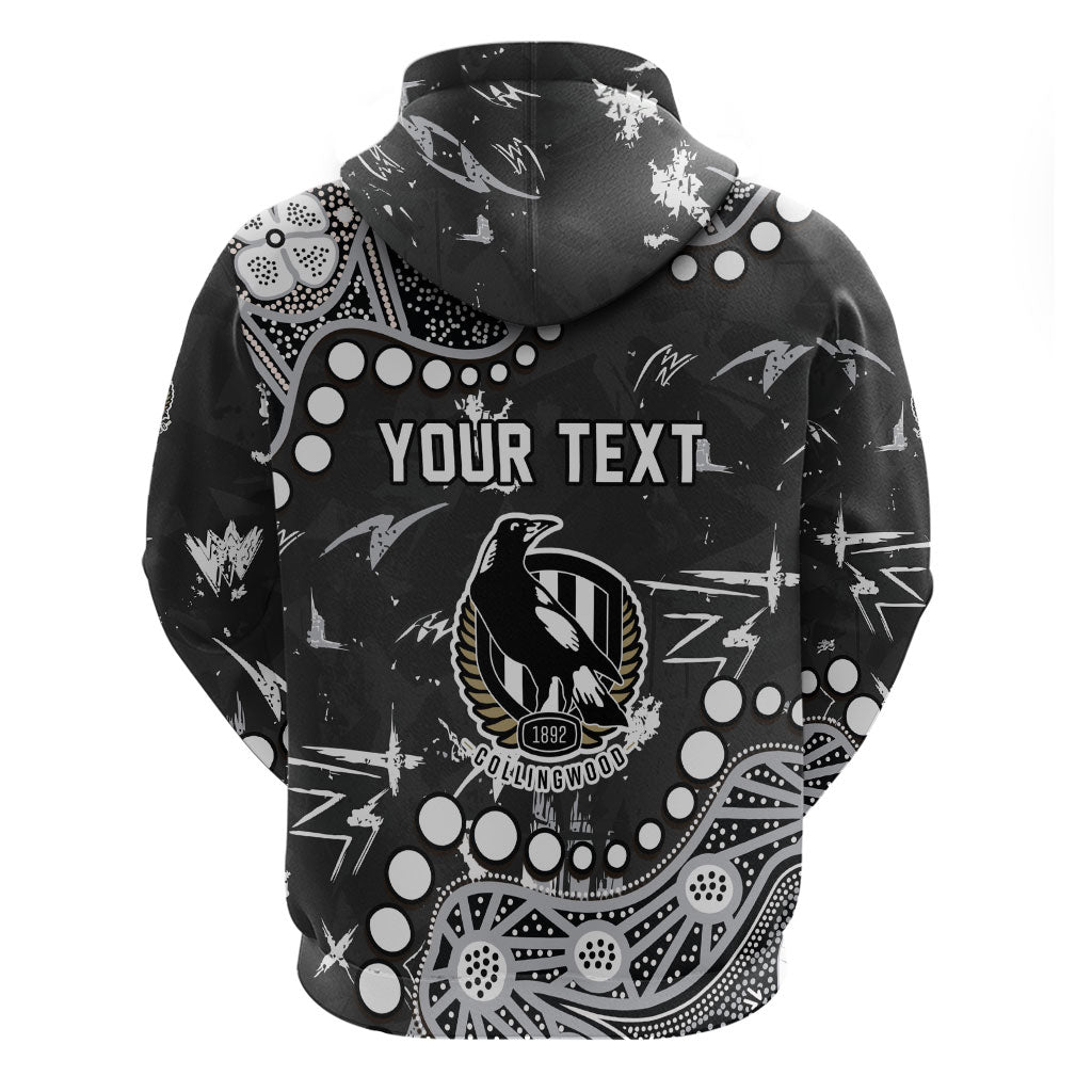 Personalized Collingwood Magpies Hoodie Aboriginal Pattern with Graffiti Style