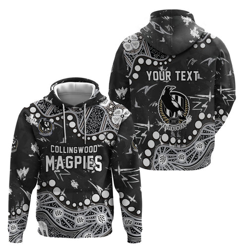 Personalized Collingwood Magpies Hoodie Aboriginal Pattern with Graffiti Style