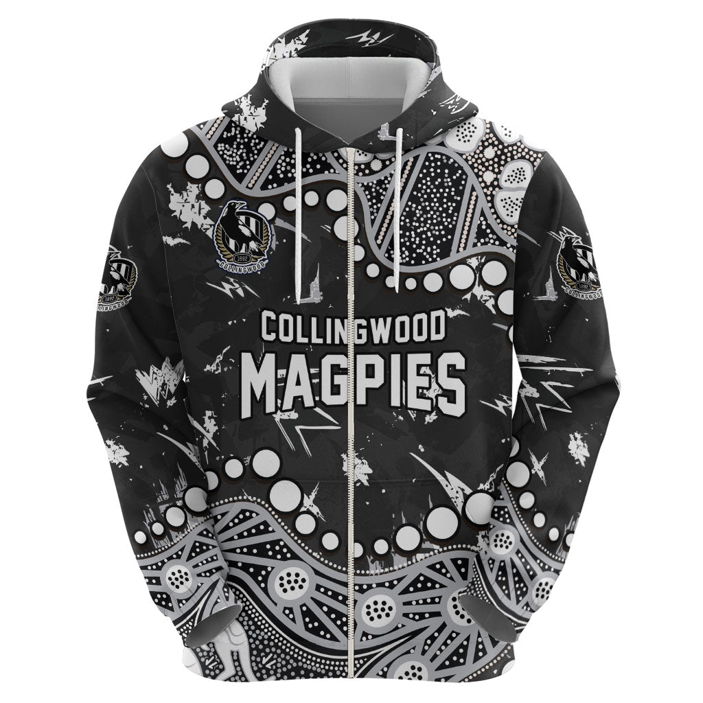 Personalized Collingwood Magpies Hoodie Aboriginal Pattern with Graffiti Style