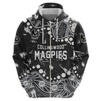 Personalized Collingwood Magpies Hoodie Aboriginal Pattern with Graffiti Style