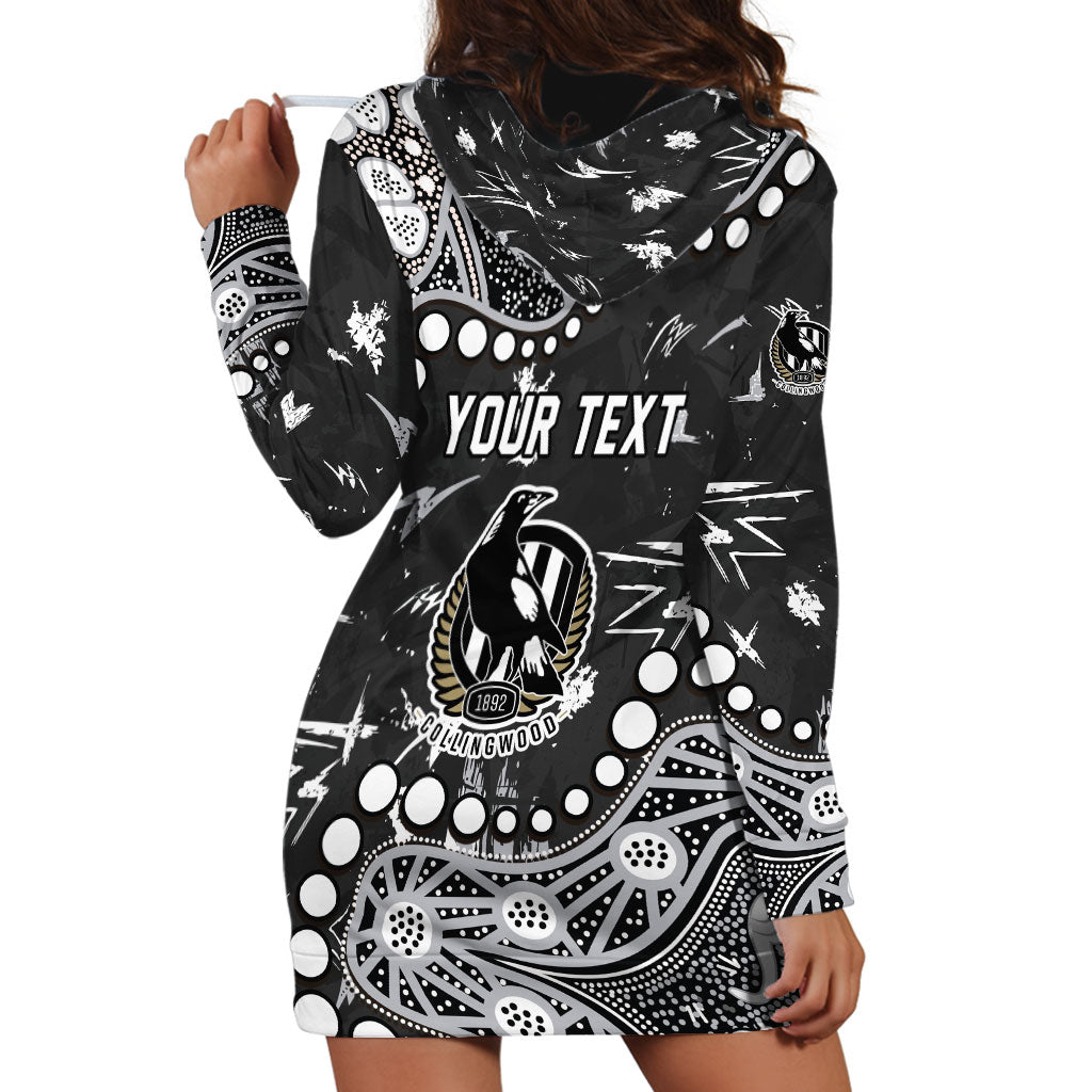 Personalized Collingwood Magpies Hoodie Dress Aboriginal Pattern with Graffiti Style