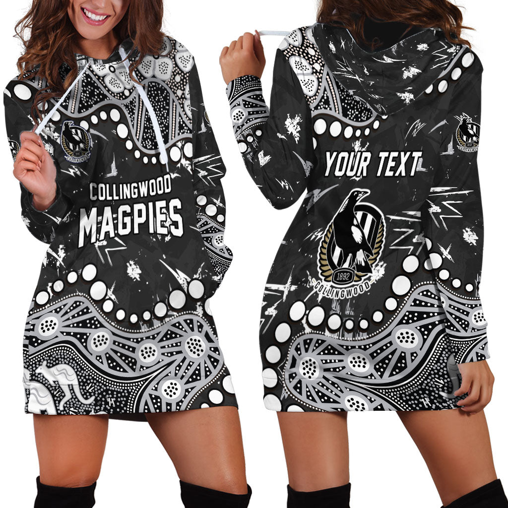Personalized Collingwood Magpies Hoodie Dress Aboriginal Pattern with Graffiti Style