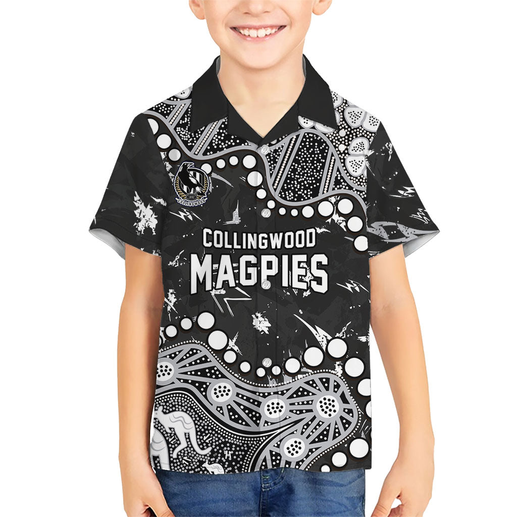 Personalized Collingwood Magpies Kid Hawaiian Shirt Aboriginal Pattern with Graffiti Style