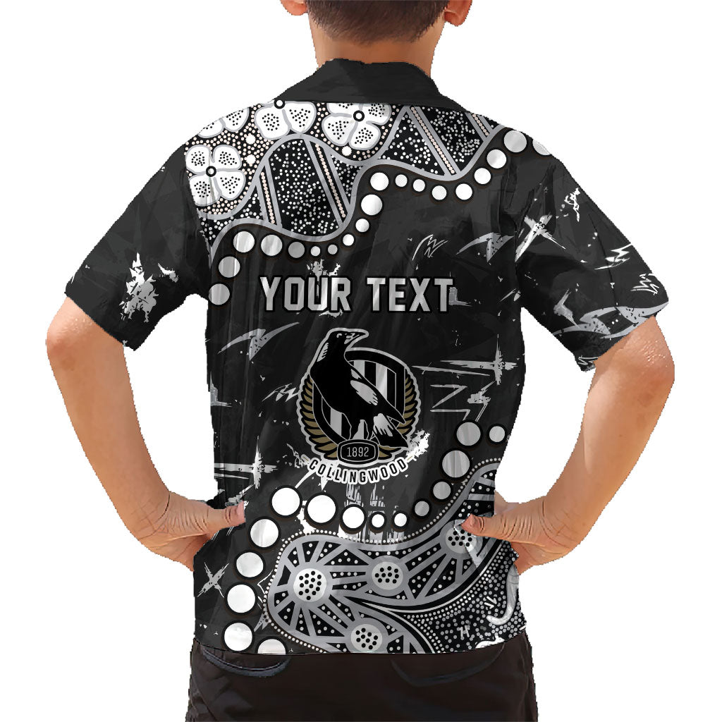 Personalized Collingwood Magpies Kid Hawaiian Shirt Aboriginal Pattern with Graffiti Style