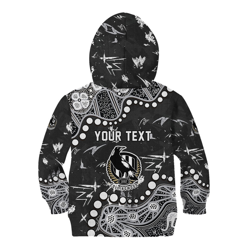Personalized Collingwood Magpies Kid Hoodie Aboriginal Pattern with Graffiti Style