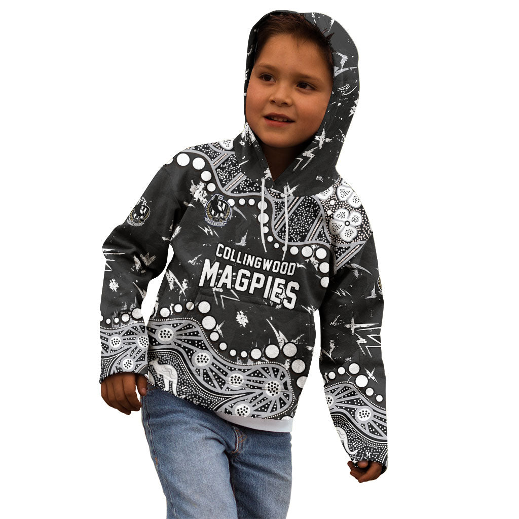 Personalized Collingwood Magpies Kid Hoodie Aboriginal Pattern with Graffiti Style