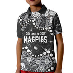 Personalized Collingwood Magpies Kid Polo Shirt Aboriginal Pattern with Graffiti Style