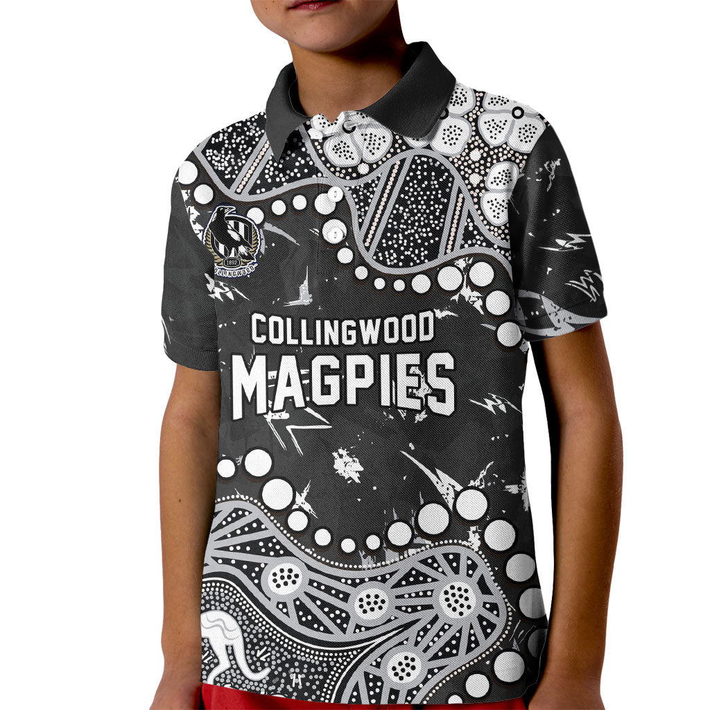Personalized Collingwood Magpies Kid Polo Shirt Aboriginal Pattern with Graffiti Style