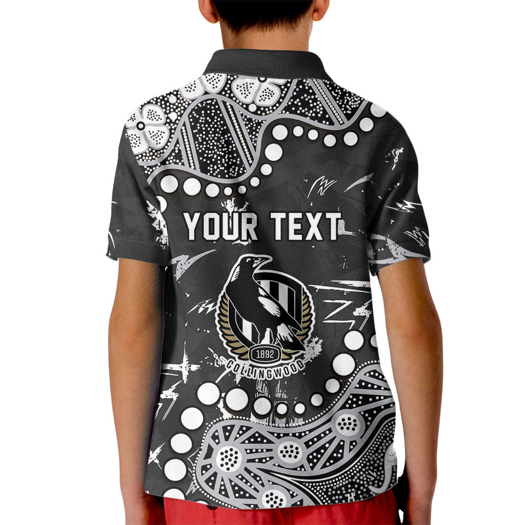Personalized Collingwood Magpies Kid Polo Shirt Aboriginal Pattern with Graffiti Style