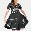 Personalized Collingwood Magpies Kid Short Sleeve Dress Aboriginal Pattern with Graffiti Style