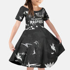 Personalized Collingwood Magpies Kid Short Sleeve Dress Aboriginal Pattern with Graffiti Style