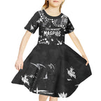 Personalized Collingwood Magpies Kid Short Sleeve Dress Aboriginal Pattern with Graffiti Style
